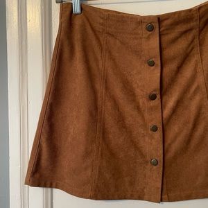 Suede button mini skirt